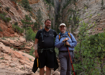 eBeth and iKaruS half way up Observation point Zion National Park